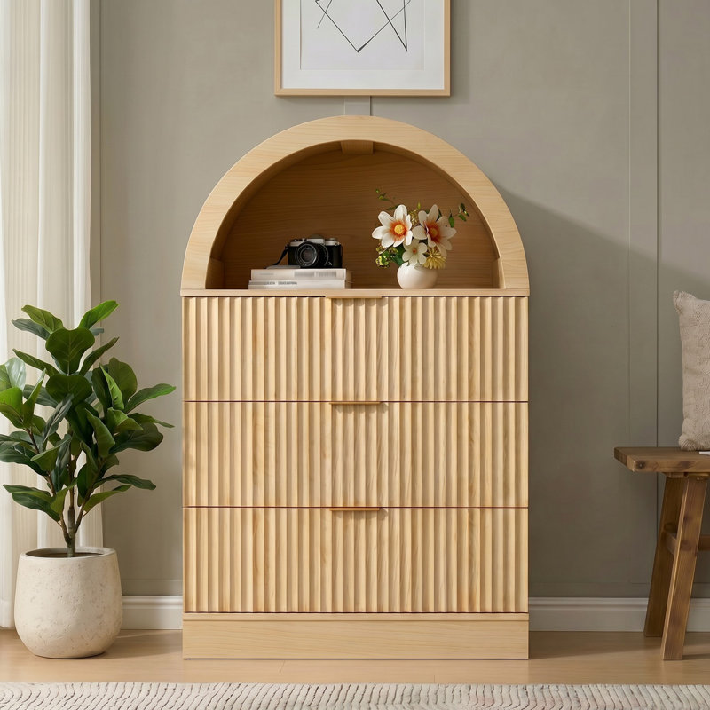 Commode 3 tiroirs cannelée de 23,5 po