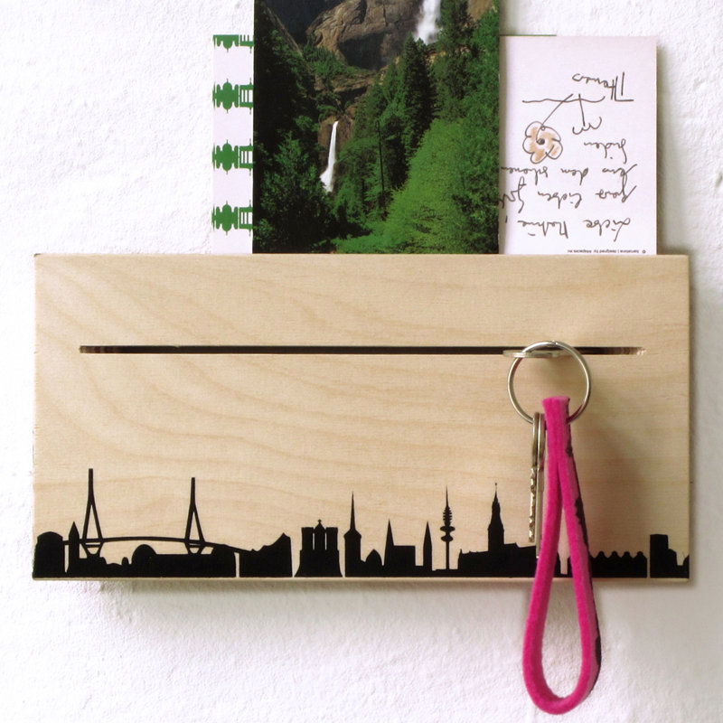 Solid Wood Wall Organizer with Key Hooks