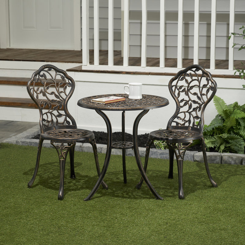  Riemer Round 2 - Person 24" Long Aluminum Bistro Set, Bronze