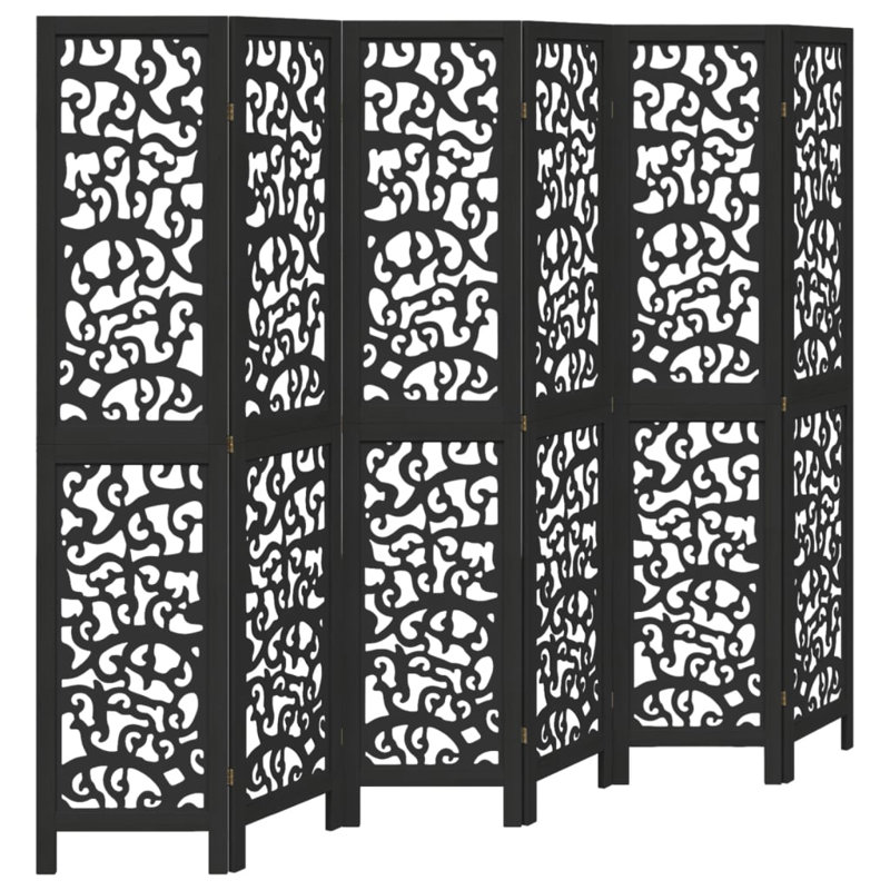 Folding Room Divider, 220cm H x 215cm W x 1.6cm D, 6, Black