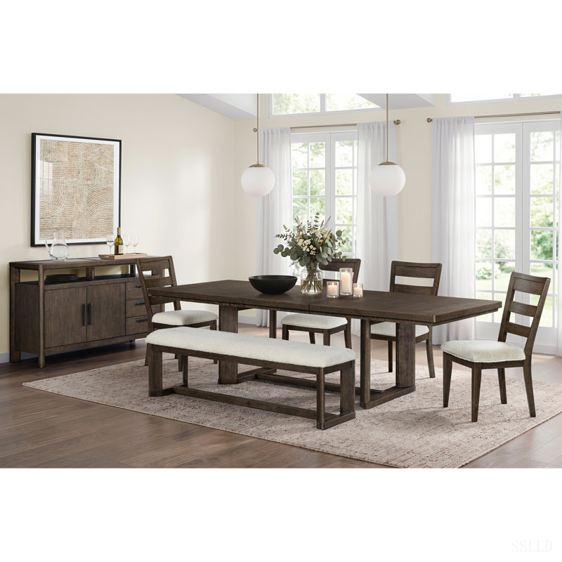Dark Oak Trestle Dining Table with Leaf