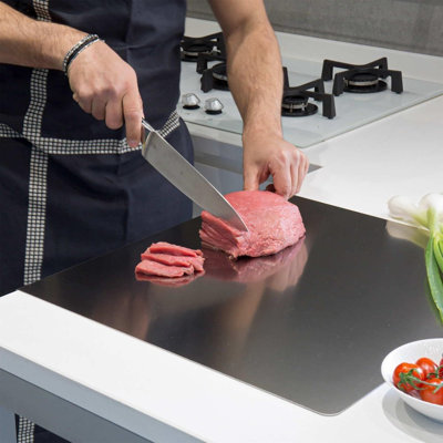 Planche à découper en acier inoxydable pour la cuisine - grandes planches à découper 304, convenant à la viande, aux légumes, au pain et à la cuisson, aux accessoires de cuisine,