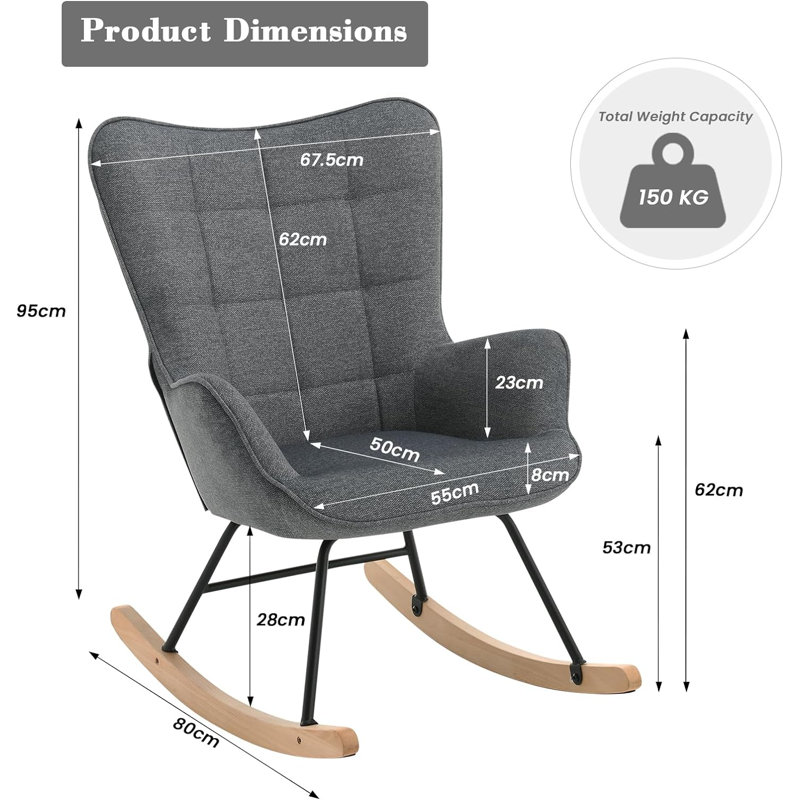 Merdie Rocking Chair, Dark Grey