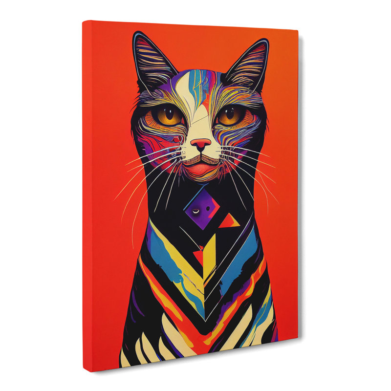 Colourful Abstract Cat Vol.2 - Wrapped Canvas, 76cm H x 50cm W x 3cm D