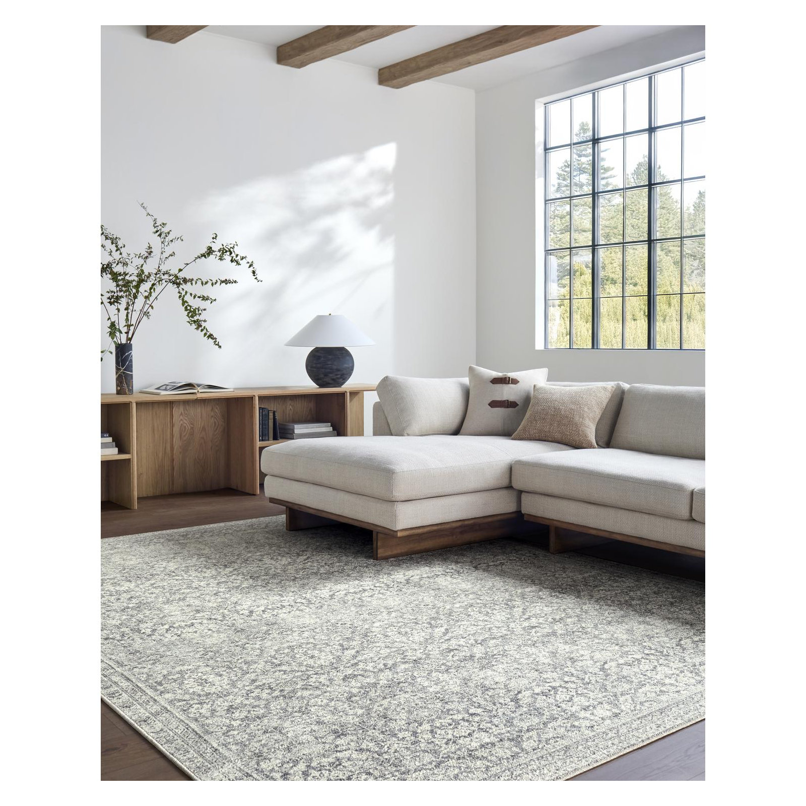 Galey Alix x Livabliss Collins Avenue III Indoor Machine Woven Area Rug, Rectangle 9'11" x 14', Gray