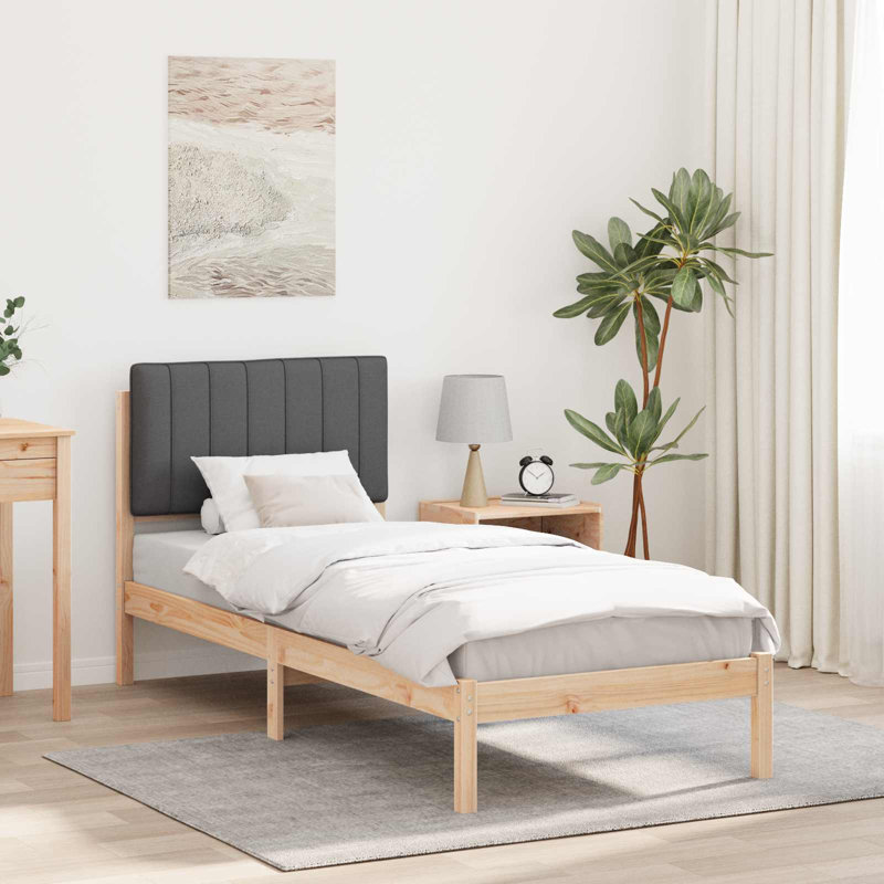 Solid Wood Bed, European Single (90 x 200 cm), Natural/Dark Grey