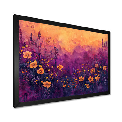 Allegro mauve fleur de minuit champ de fleurs II - Art mural de fleurs sauvages pour le salon