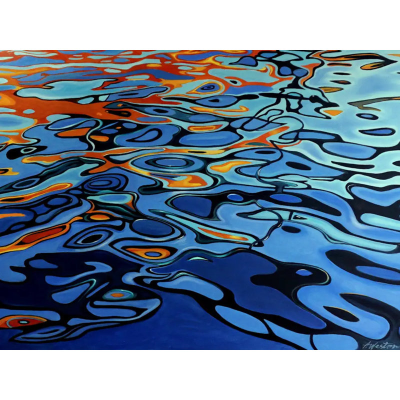 Ripples and Reflections # 2 Falmouth par Alan Weston - Peinture, Toile tendue, Pas de tapis, H 18 po x l 24 po