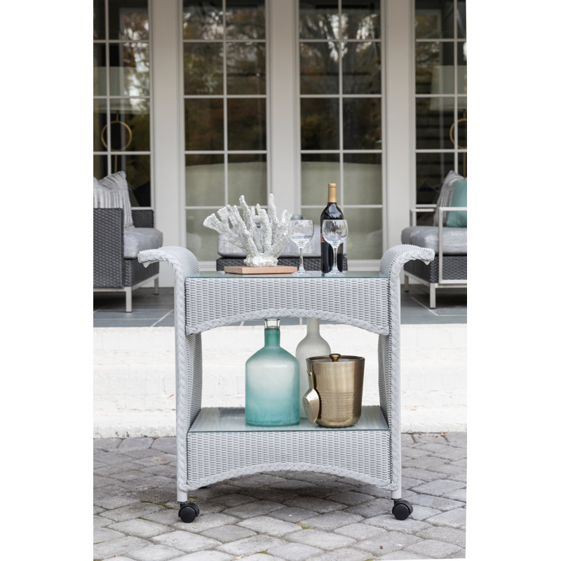 Universal Loom Accessories Lloyd Flanders Bar Cart Aluminum Frame and Wicker Outer Material, Mink
