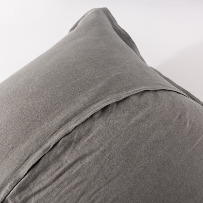  Stone Washed French Linen European Square Pillow Shams 26 x 26", Charcoal