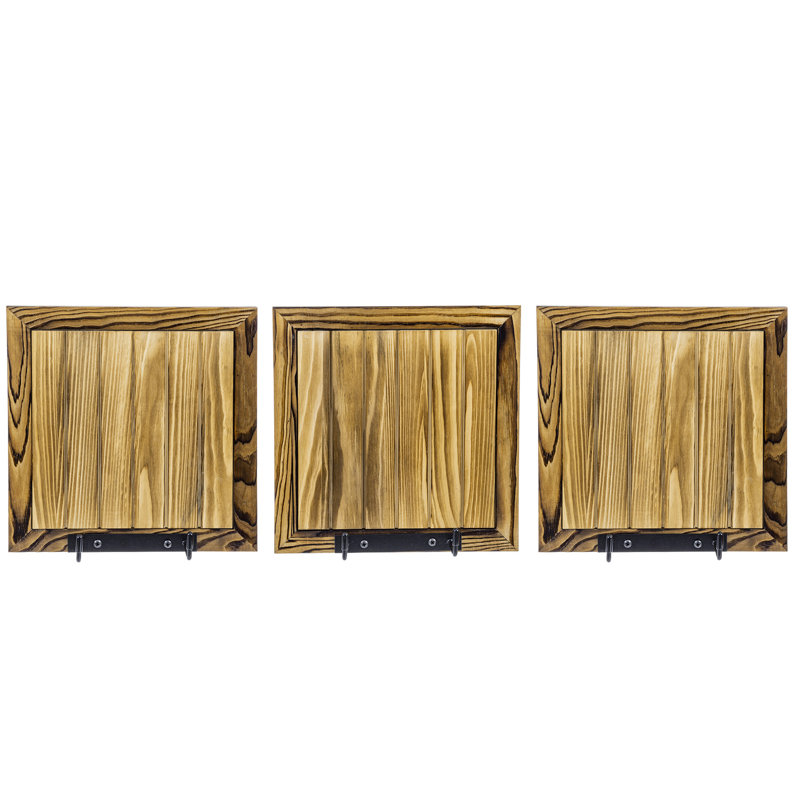 3 Piece Square Pine Solid Wood Floating Shelf
