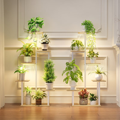 40.5"H Indoor Metal Plant Stand With Grow Light (set Of 2)