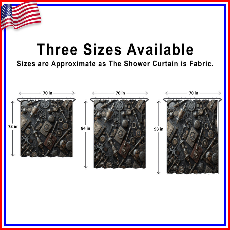 Rideaux de douche Steampunk Gears Clocks, 70in W x 72in H