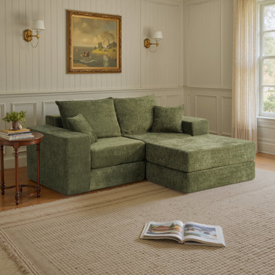 Boneless Cloud Comfortable 6 - pieces Modular Sofa Set with Chenille Upholstery and 4 Pillows, Space-Saving.