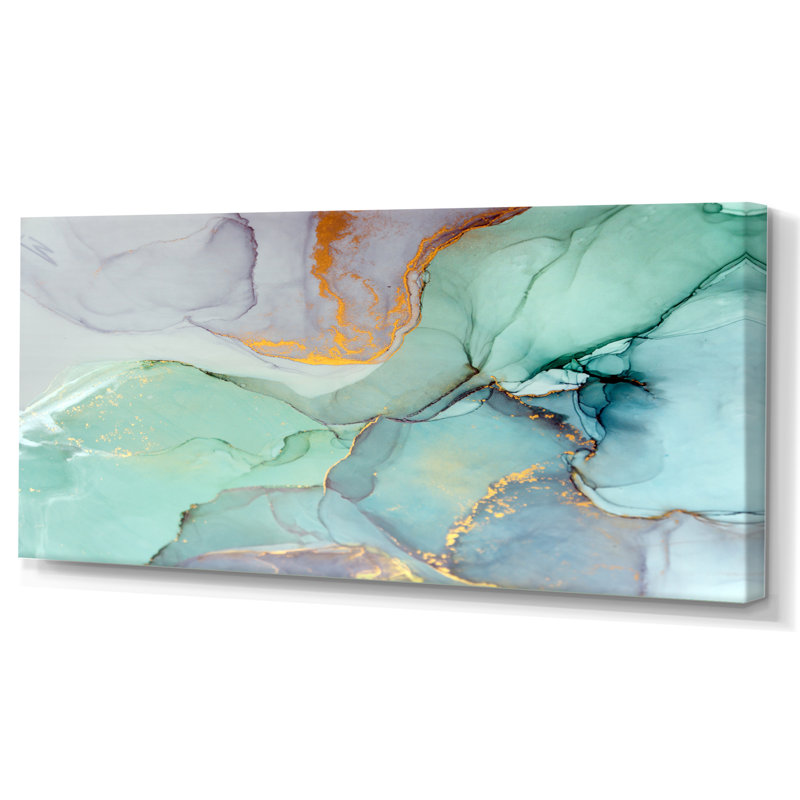 Encre liquide or gris et vert - Impression sur toile, H 30 po x l 40 po x P 1,5 po, Toile tendue