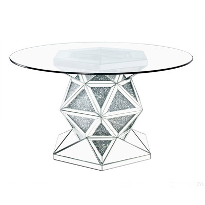Table de salle à manger avec miroirs et faux diamants