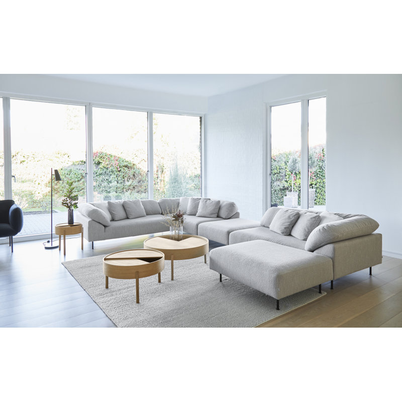 Arc Coffe Table, 15" H x 35" L x 35" W, White Pigmented Lacquered Ash