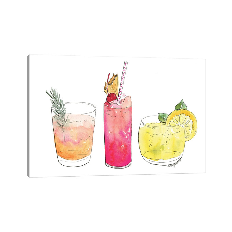 Summer Cocktails by Kelsey McNatt - Wrapped Canvas Painting, 20.32cm H x 30.48cm W