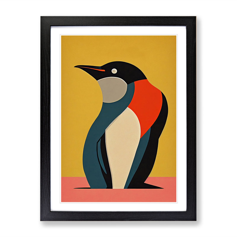XV1022-3467X Penguin Abstract No.3 - Print, Black Framed Paper, 66cm H x 48cm W, White