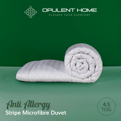 Striped Anti Allergy  4.5 Tog Easy Care Duvet - Summer Comforter, Breathable Microfibre, Luxury Hollowfibre