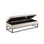 Banc de rangement en velours 58,6 pouces avec base en métal, beige-1462591614