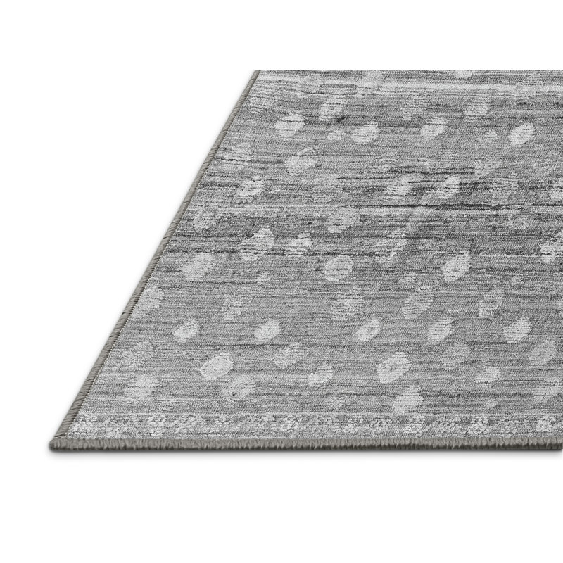Tapis gris tissé à la machine Meritza, Rectangle 7 pi x 9 pi