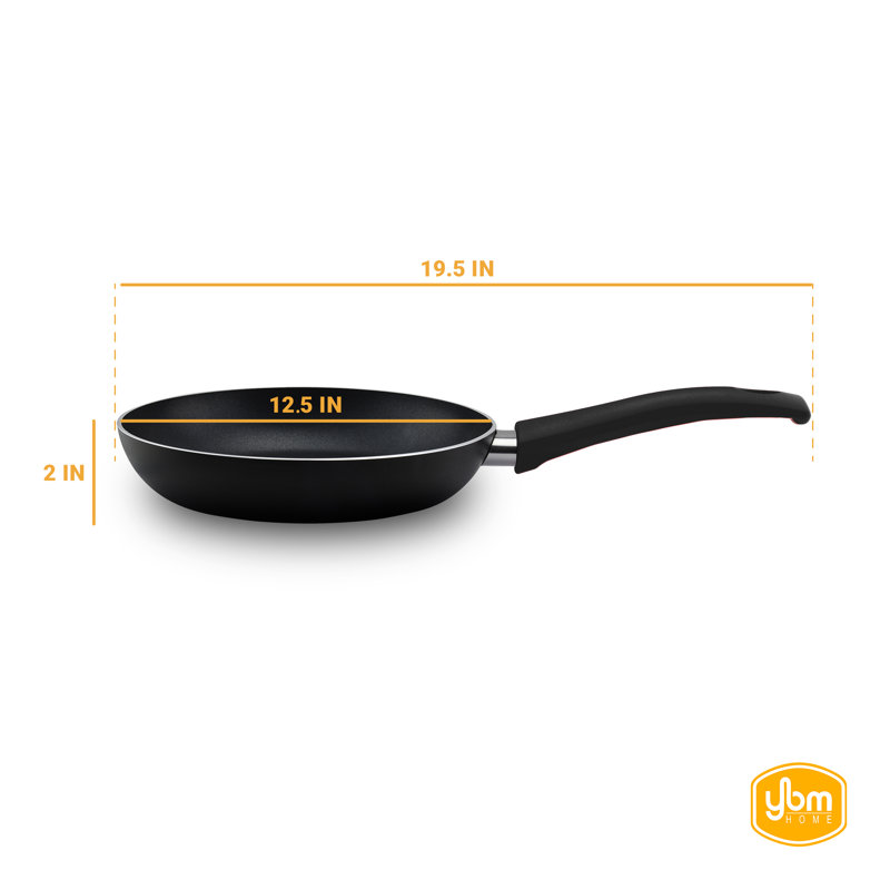 Poêle à frire anti-adhérent home ybm, 12 po, Noir