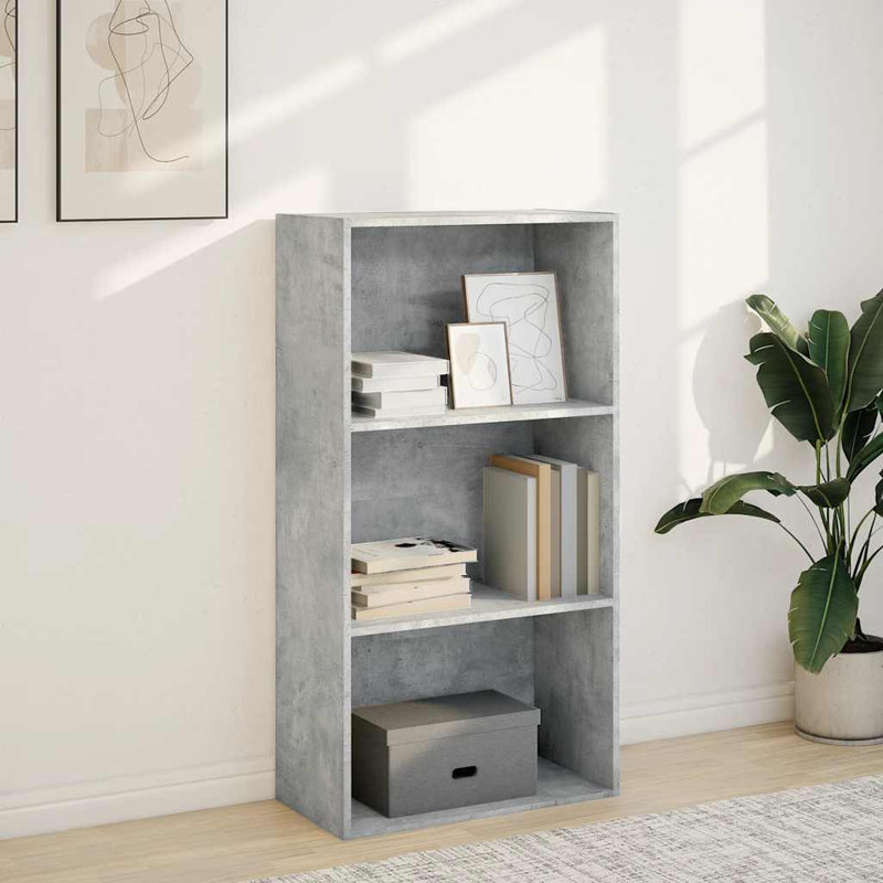 Analuisa Bookcase, (3 Shelves) 152cm H x 80cm W x 30cm D, Concrete Grey