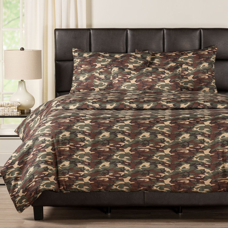 Galaxy Camo Camouflage Duvet Cover & Insert, Queen Duvet + 2 Queen Shams + 1 Throw Pillow