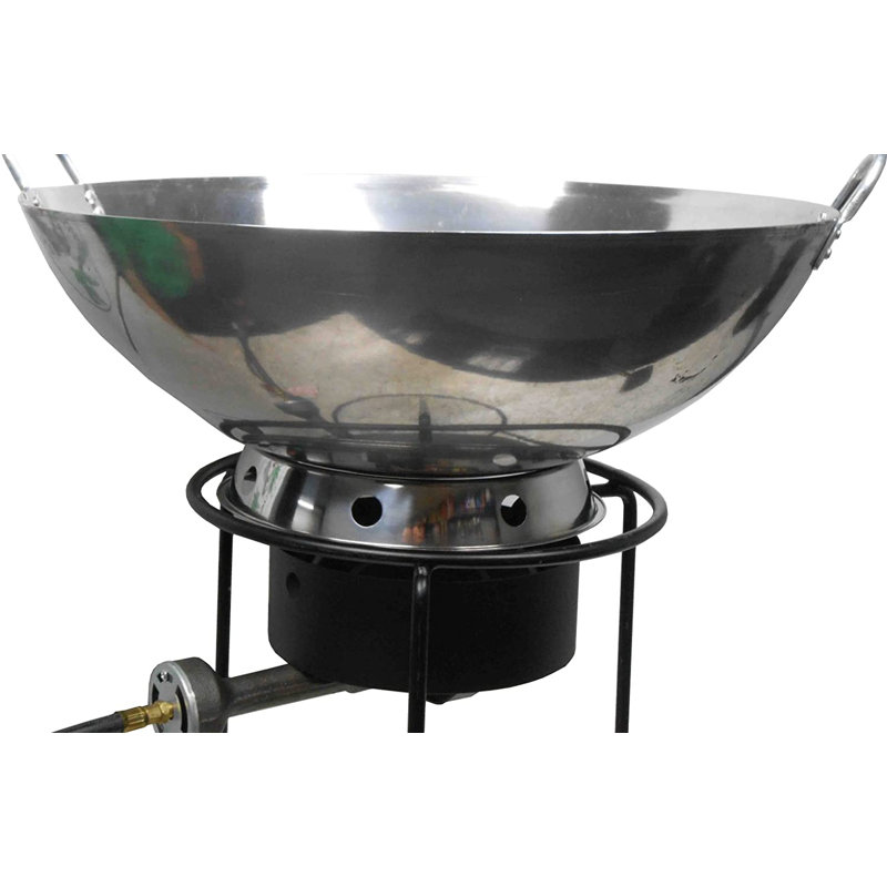 Wok en acier inoxydable 22 po avec anneau et outils en bambou King Kooker