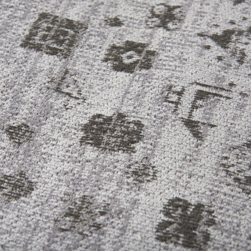 Tapis gris rectangulaire en coton tissé à la machine Ikat 5 pi x 8 pi, Rectangle 5 pi x 8 pi
