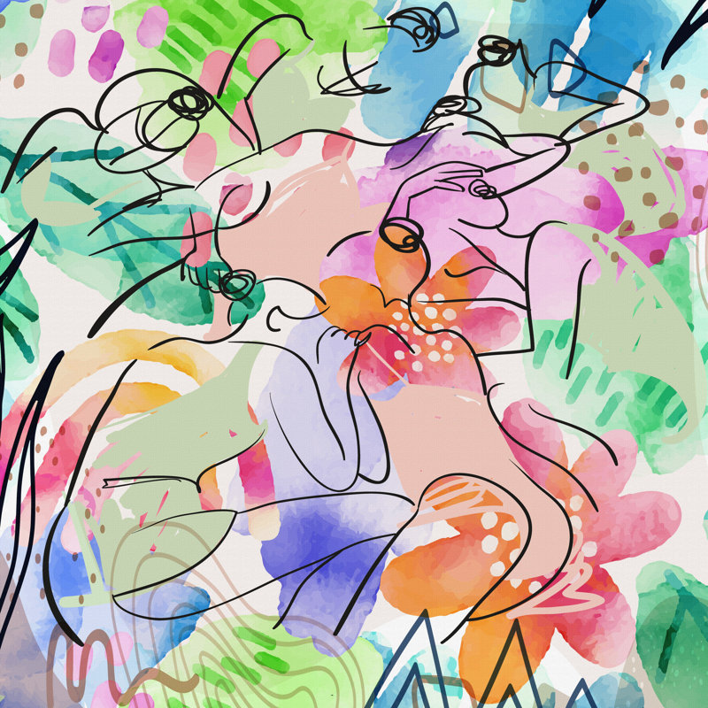 " Boho Ballet I " Painting Print, 12" H x 12" W x 1.5" D