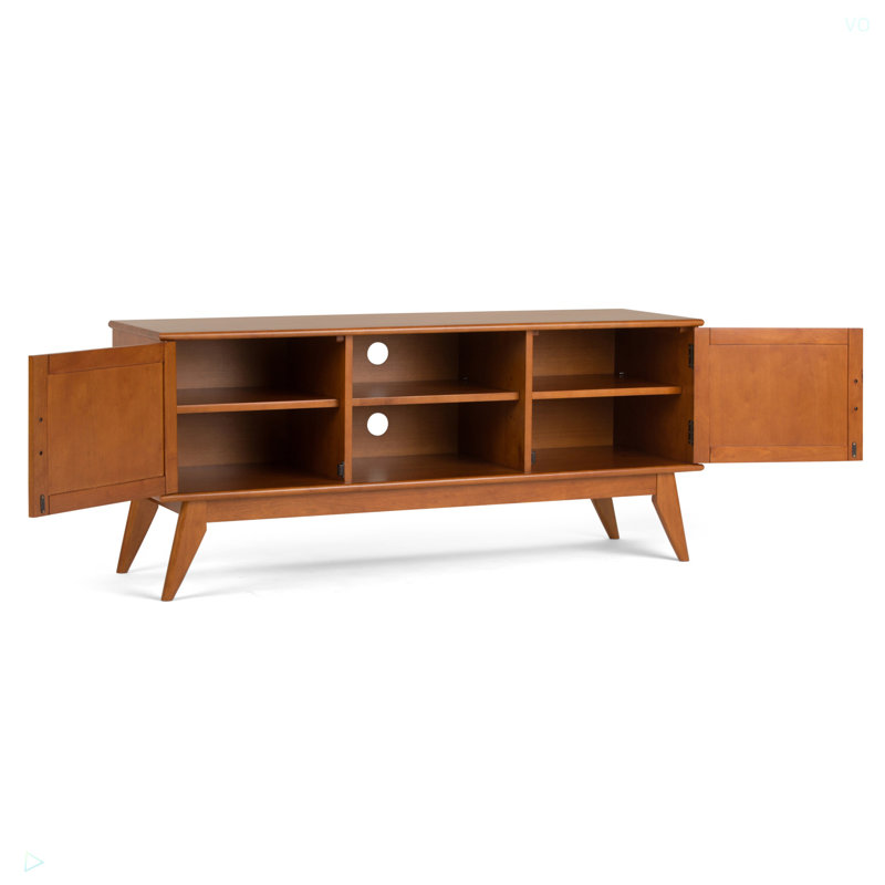 Draper - Mid Century Low TV Media Stand, Light Brown