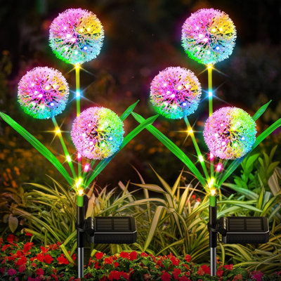 Upgraded Outdoor Lights - Colorful Dandelion Flower Light - Bright Solar Lights With 36 Led For Women Mother's Day Gifts Yard Pathway Outside Decorations