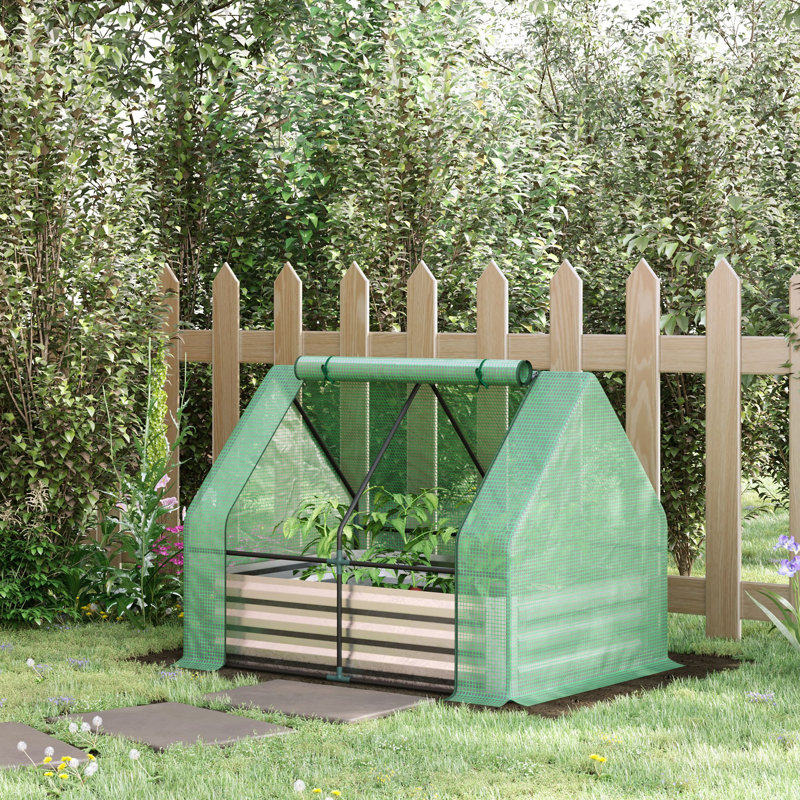 Lit de jardin surélevé galvanisé Outsunny avec mini couvre-serre