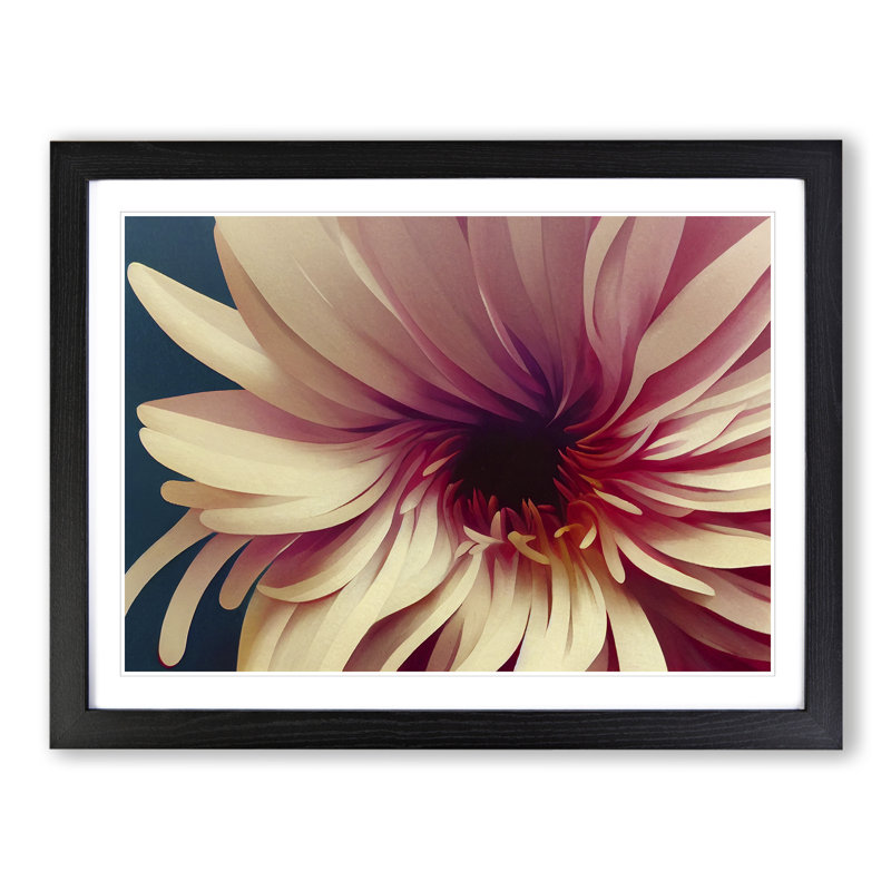Lively Flower - Single Picture Frame Print, Black, 46cm H x 64cm W x 2cm D