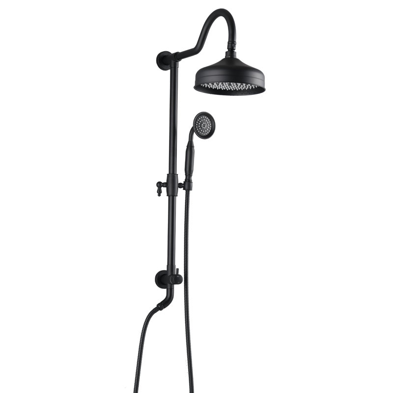 Douche pluviale de 8 po et douchette à main en noir mat pour une expérience relaxante