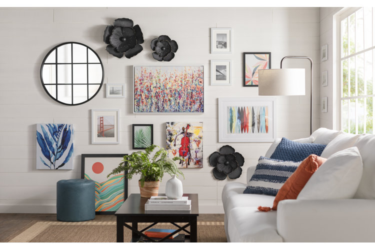 How to Accent Your Gallery Wall Art With Mirrors, Lights & More