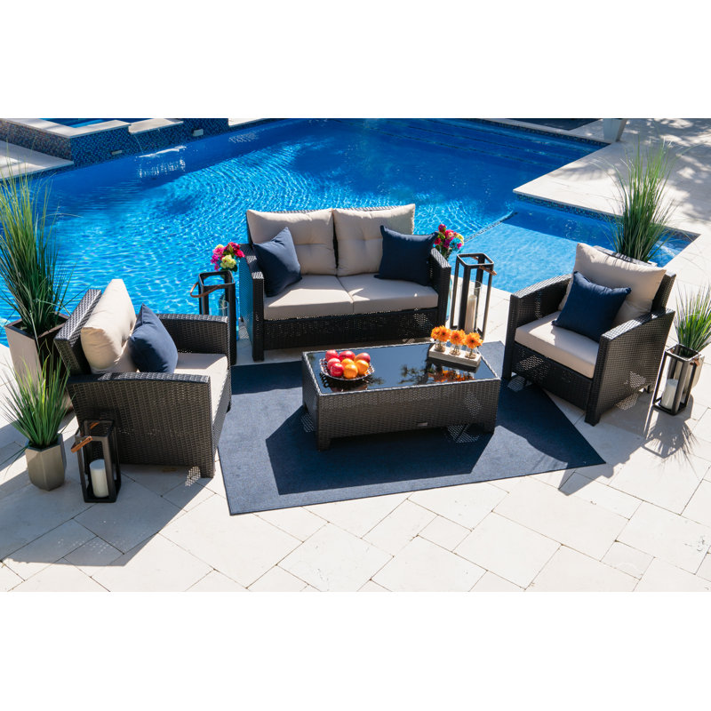 Bethena 12 - Person Patio Conversation Set with Cushions, Beige, Espresso