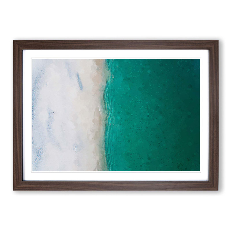 Sandy Beach - Picture Frame Graphic Art Print, 35cm H x 50cm W x 2cm D, Walnut