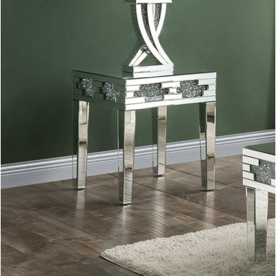 Benish Mirrored Glass Top End Table
