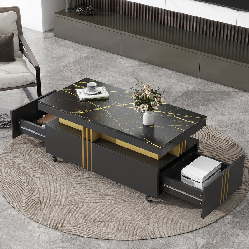 Maryjoan Coffee Table, Black/Gold