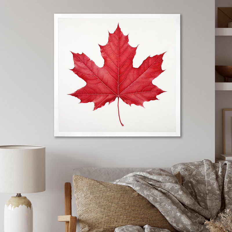 Feuille d'érable écarlate Simplicity II, Cadre simple blanc, H 16 po x l 16 po x P 1 po