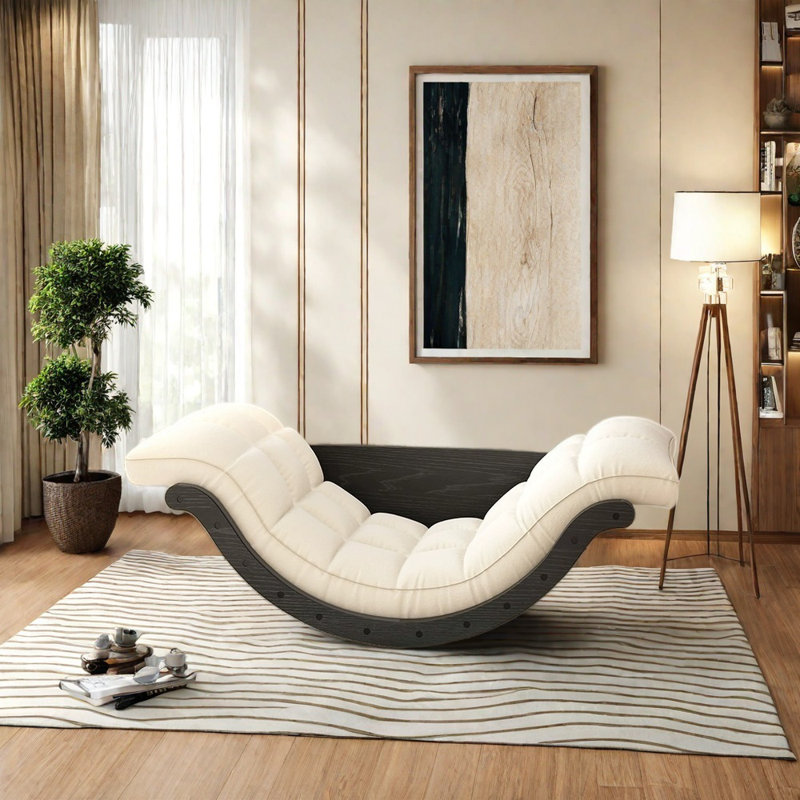 High quality modern fashion rocking chair, Black, Off-White