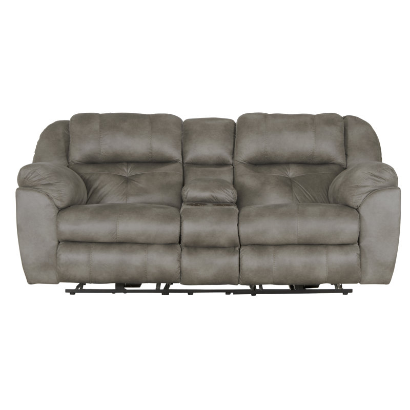 Causeuse inclinable avec accoudoirs coussinés de 89 po Chavers, Polyester gris, Oui