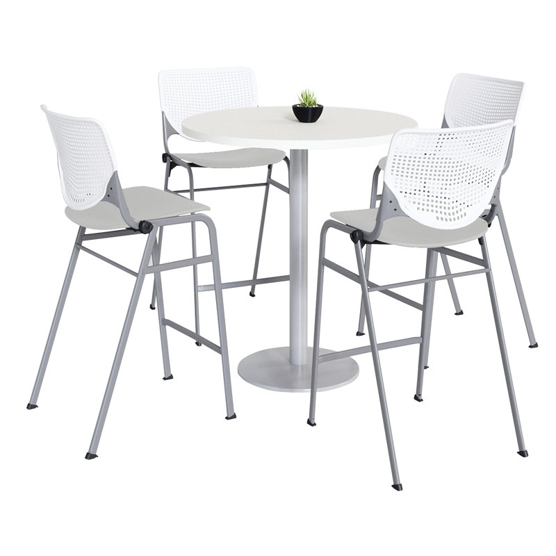 Mode - KOOL Ensembles de table ronde et de chaises pour salle de pause, H 41 po x L 36 po x l 36 po, Blanc / gris clair