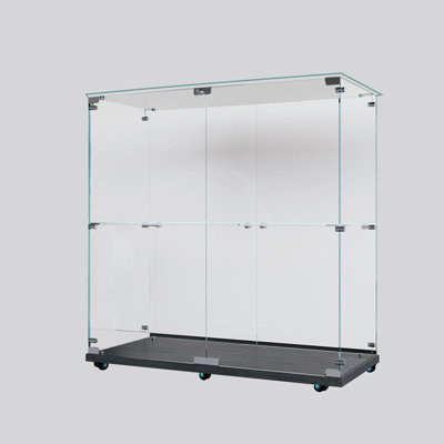 Vitrine en verre trempé, armoire à vin, armoire de rangement, classeur, avec bande lumineuse à DEL Bluetooth, roulettes pivotantes verrouillables, convient aux sols inégaux, peut être placé n'importe où, couleur: noir