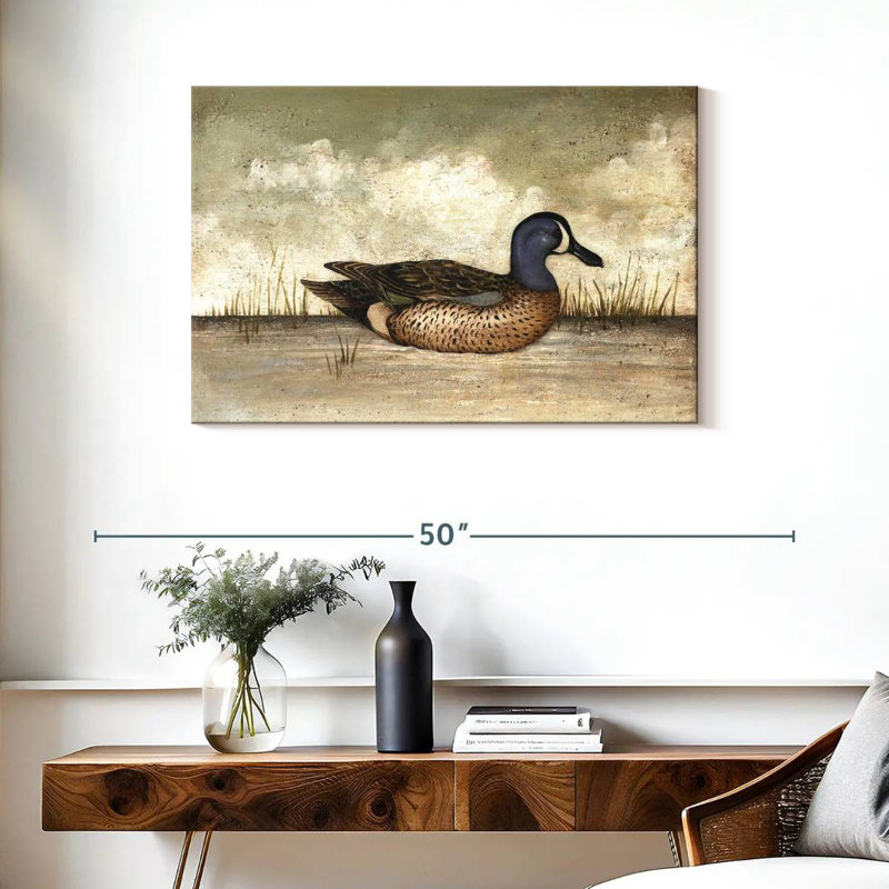 Canard bleu sarcelle à oreilles Brampt, H 24 po x l 36 po