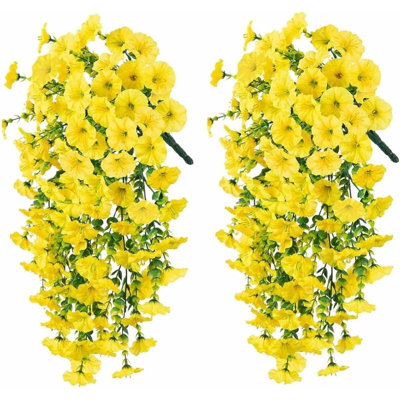 2 pièces de fleurs de vignes violettes artificielles à suspendre, de fausses plantes résistantes aux rayons UV pour la décoration intérieure, extérieure, murale, maison, jardin et mariage