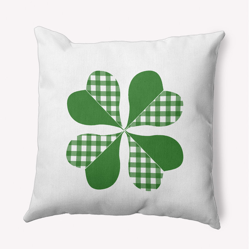 Coussin intérieur / extérieur à carreaux Clover, Vert, H 14 po x l 20 po, Forme rectangulaire